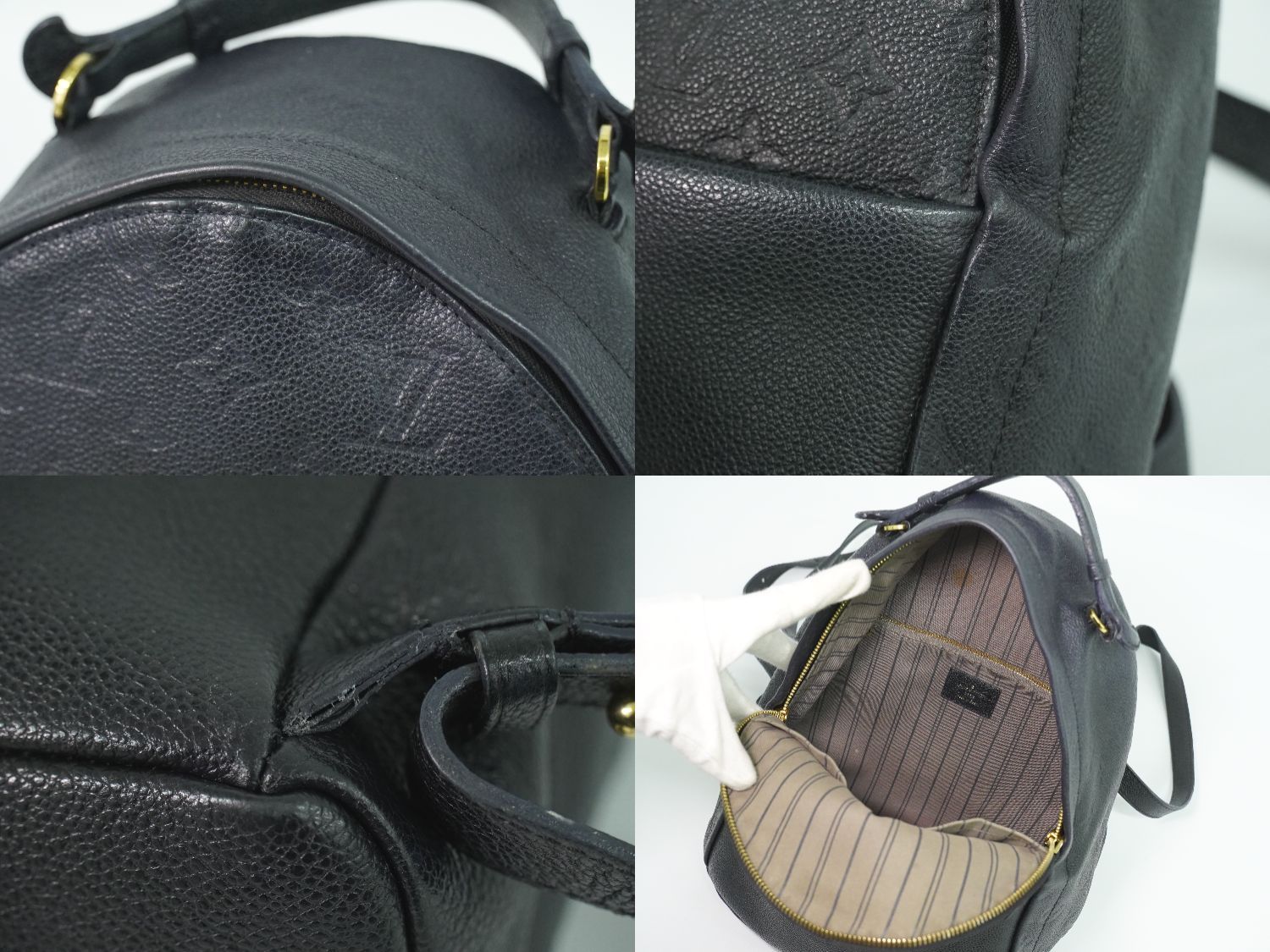 Louis Vuitton LV Sorbonne Monogram Empreinte Leather Backpack Noir — view 7