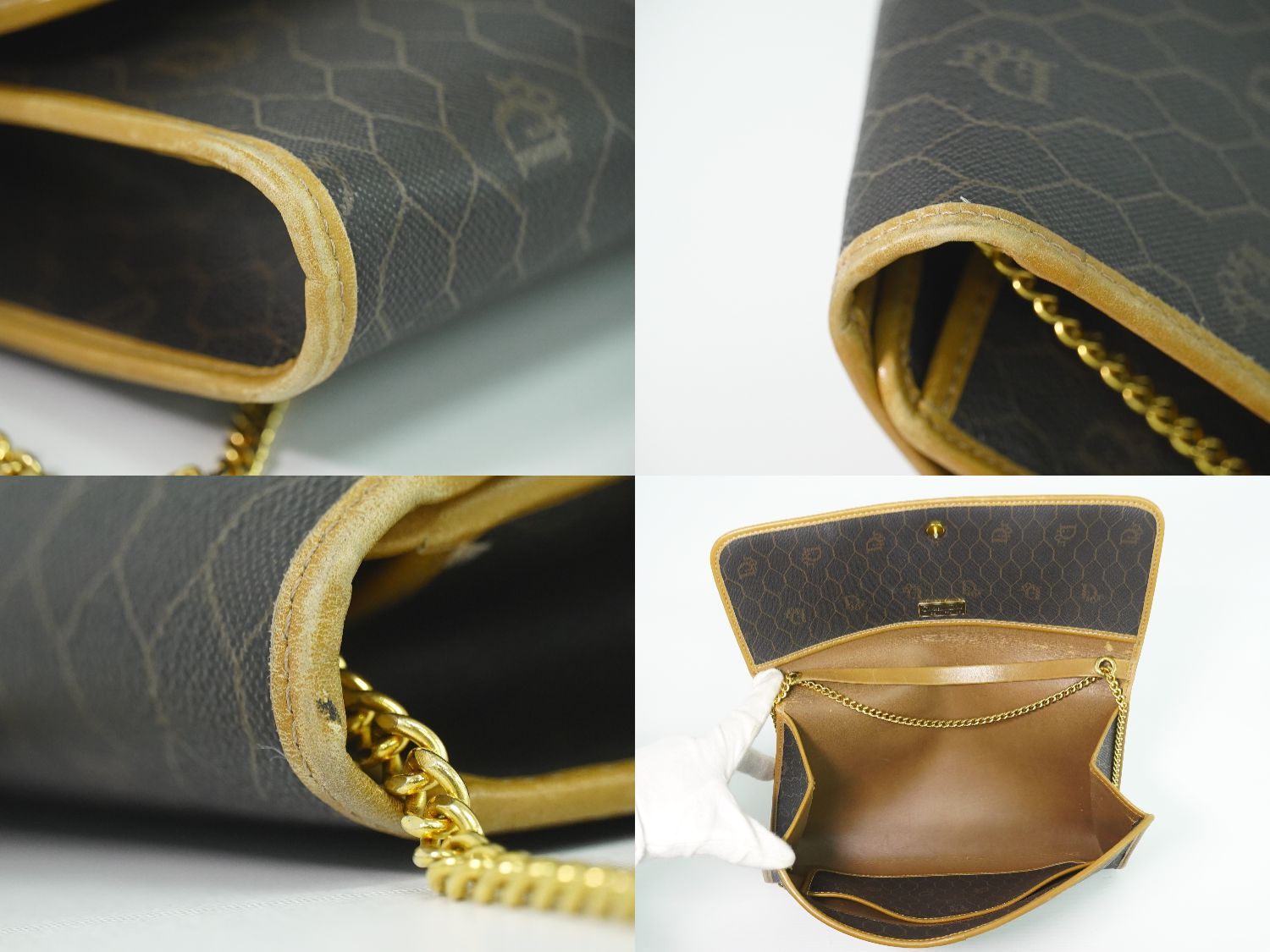 Dior Honeycomb Pattern Chain Shoulder Bag Black — view 8