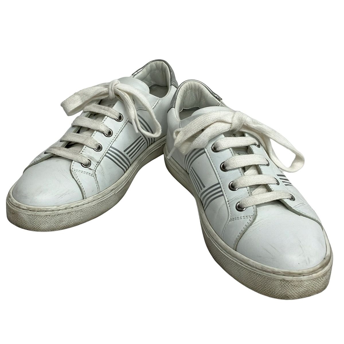Hermes Sneakers 37 Avantage White Silver Leather — view 2