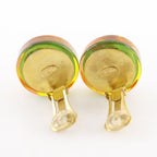 Chanel CC Logo Camellia Vintage Resin Gold Plated Green Earrings — view 4