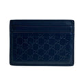 Gucci Micro Guccissima Card Case Business Holder GG Pattern Logo Leather Navy