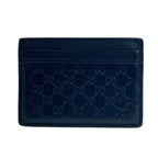 Gucci Micro Guccissima Card Case Business Holder GG Pattern Logo Leather Navy