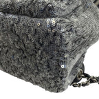 Chanel Sequin Waterfall Backpack CC Logo Gray Black Silver Lightweight Practical — view 4