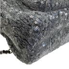 Chanel Sequin Waterfall Backpack CC Logo Gray Black Silver Lightweight Practical — view 3