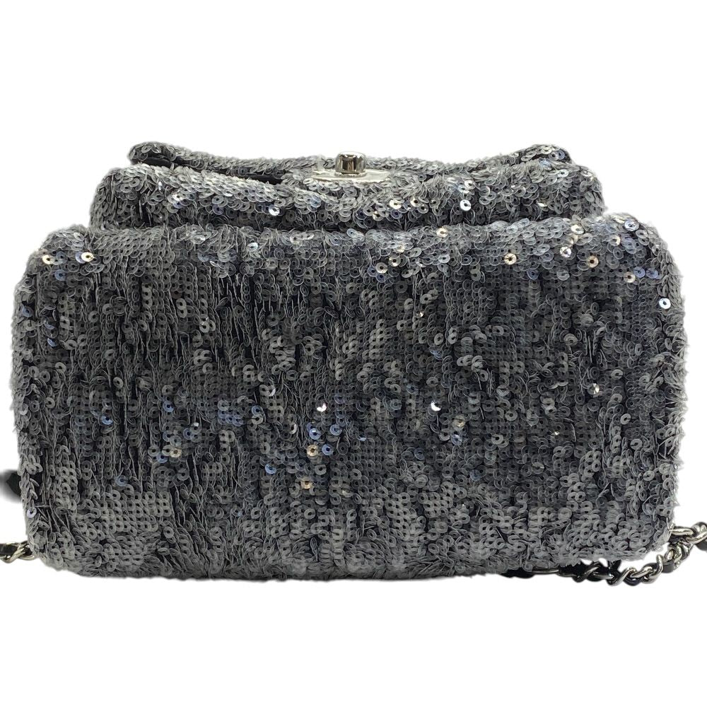 Chanel Sequin Waterfall Backpack CC Logo Gray Black Silver Lightweight Practical — view 5