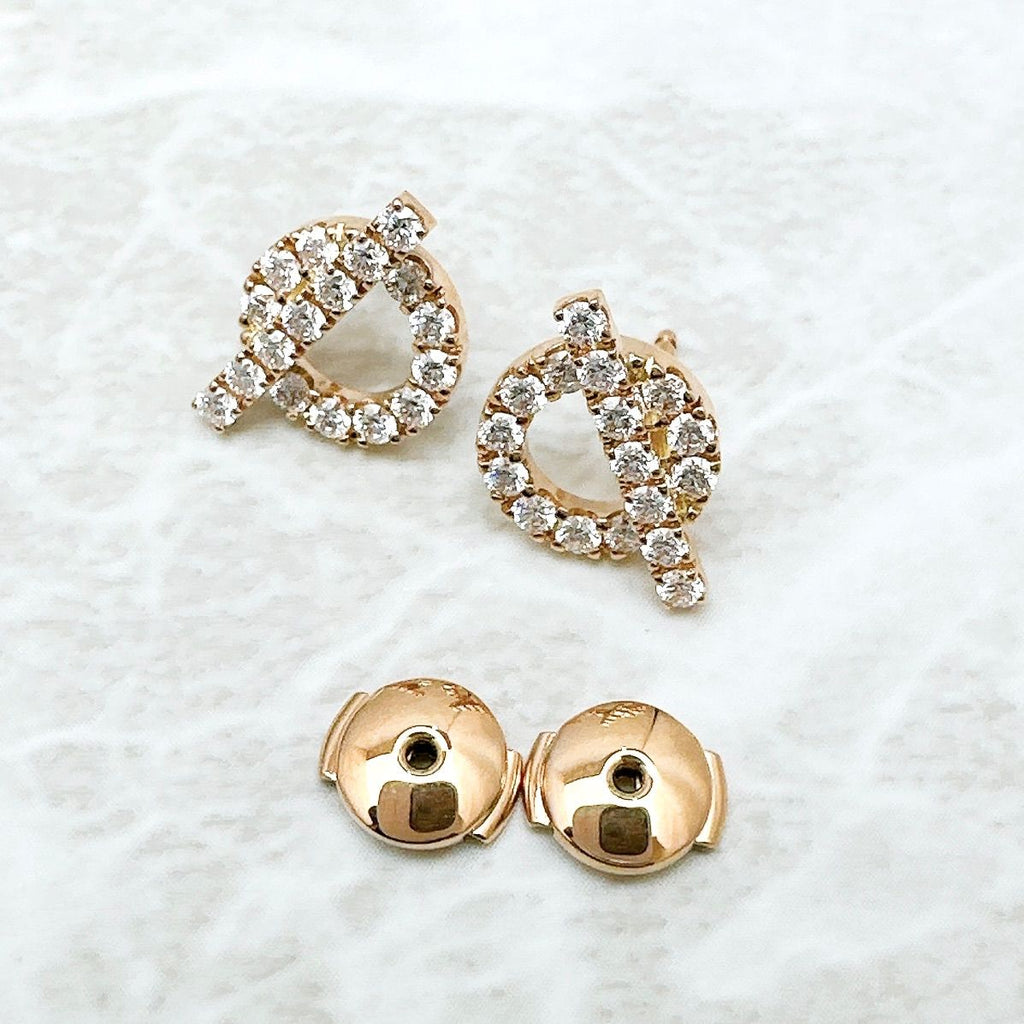 Hermes Finesse Diamond Pink Gold Earrings — view 6