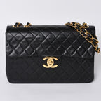Chanel Maxi Quilted 34 S Flap Chain Shoulder Bag CC Logo Lambskin Black