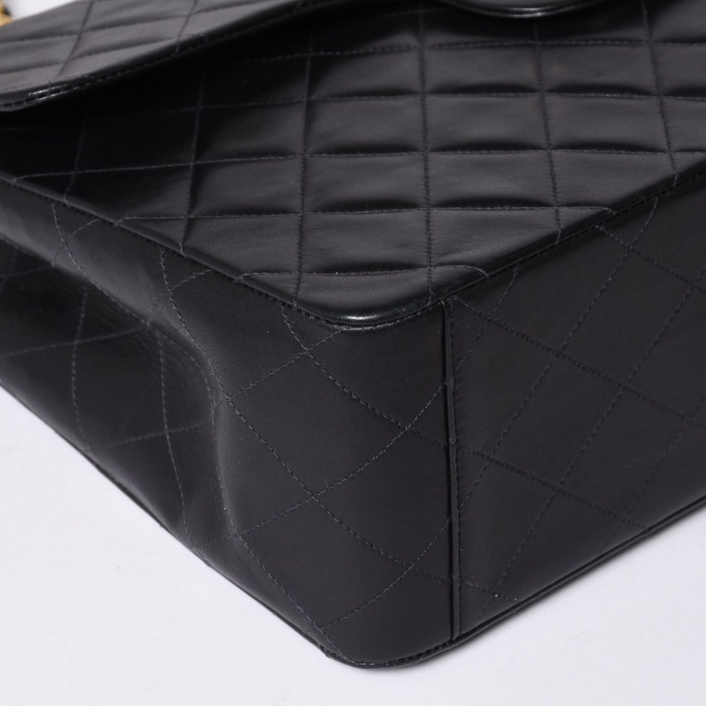 Chanel Maxi Quilted 34 S Flap Chain Shoulder Bag CC Logo Lambskin Black — view 8