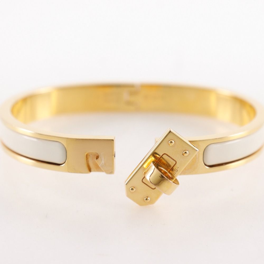 Hermes Mini Click Kelly Gold Plated Enamel Bangle Bracelet — view 4