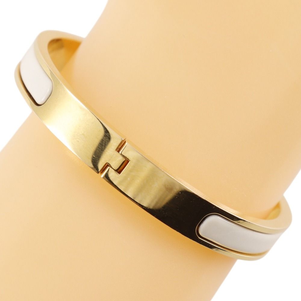 Hermes Mini Click Kelly Gold Plated Enamel Bangle Bracelet — view 3