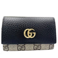 Gucci Key Case GG Supreme Beige Brown Black Leather 6 Rows Gold Key Holder
