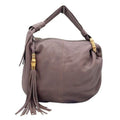 Gucci Shoulder Bag Bamboo Hobo Purple Leather Tassel Gold