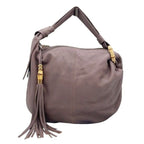 Gucci Shoulder Bag Bamboo Hobo Purple Leather Tassel Gold