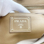 Prada Beige Brown Leather Canvas 2-Way Shoulder Bag — view 8