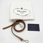 Prada Beige Brown Leather Canvas 2-Way Shoulder Bag — view 9