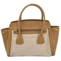 Prada Beige Brown Leather Canvas 2-Way Shoulder Bag