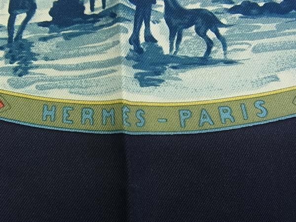 Hermes Scarf Carre 90 Navy Multicolor Silk 100% Cavaliers Peuls Horsemen — view 4