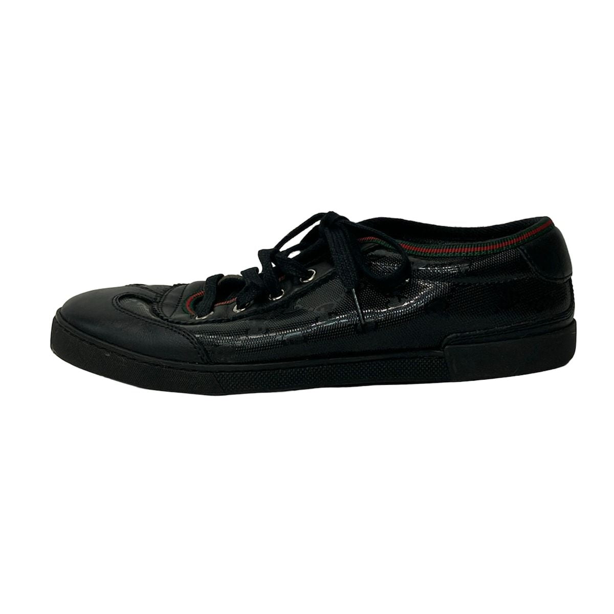 Gucci Sneakers 36.5 Black Red Green Sherry Imprime Leather