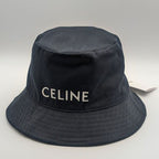 Celine Bucket Hat Cotton Logo Black Hat