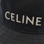 Celine Bucket Hat Cotton Logo Black Hat — view 3