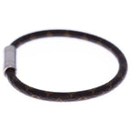 Louis Vuitton Monogram Leather Bracelet Silver Brown — view 4