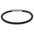 Louis Vuitton Monogram Leather Bracelet Silver Brown — view 2