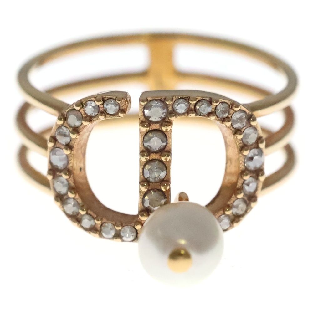 Dior Rhinestone Pearl Ring Gold — view 4