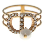 Dior Rhinestone Pearl Ring Gold — view 4