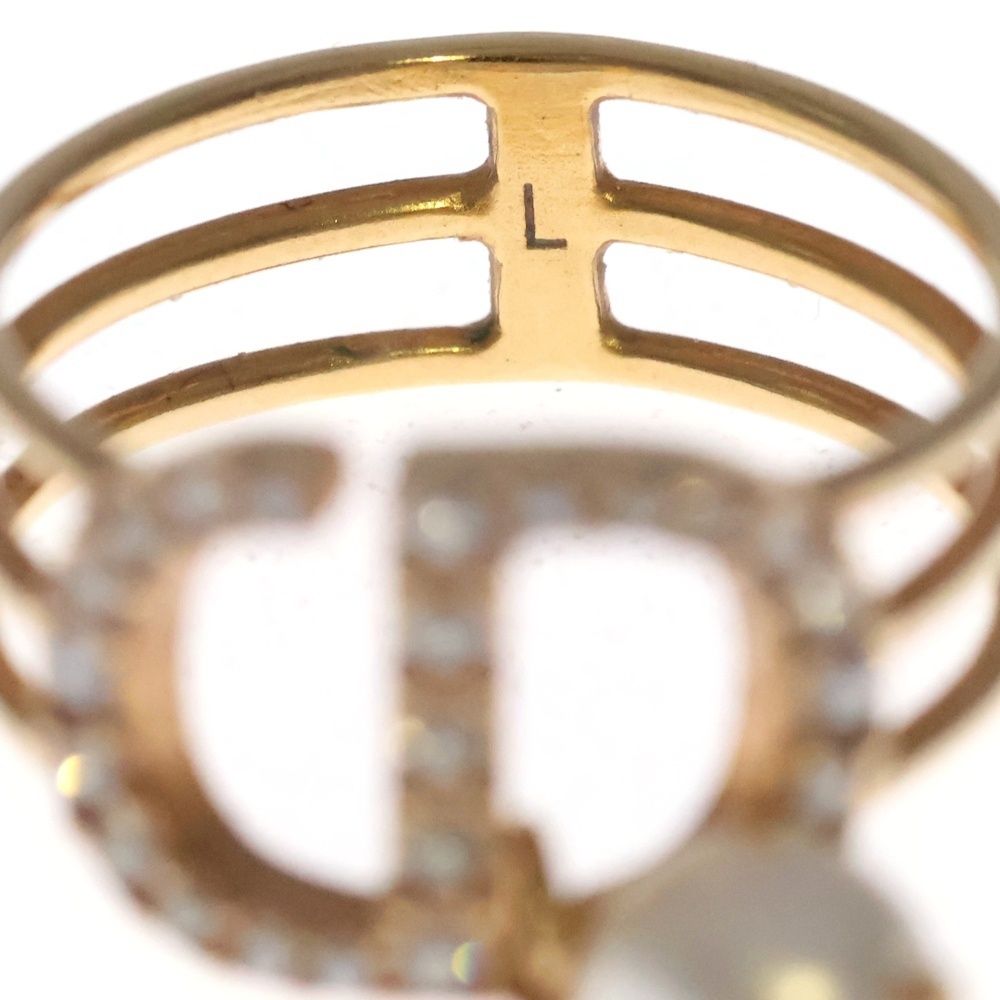 Dior Rhinestone Pearl Ring Gold — view 6