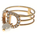 Dior Rhinestone Pearl Ring Gold