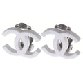 Chanel CC Logo Earrings White