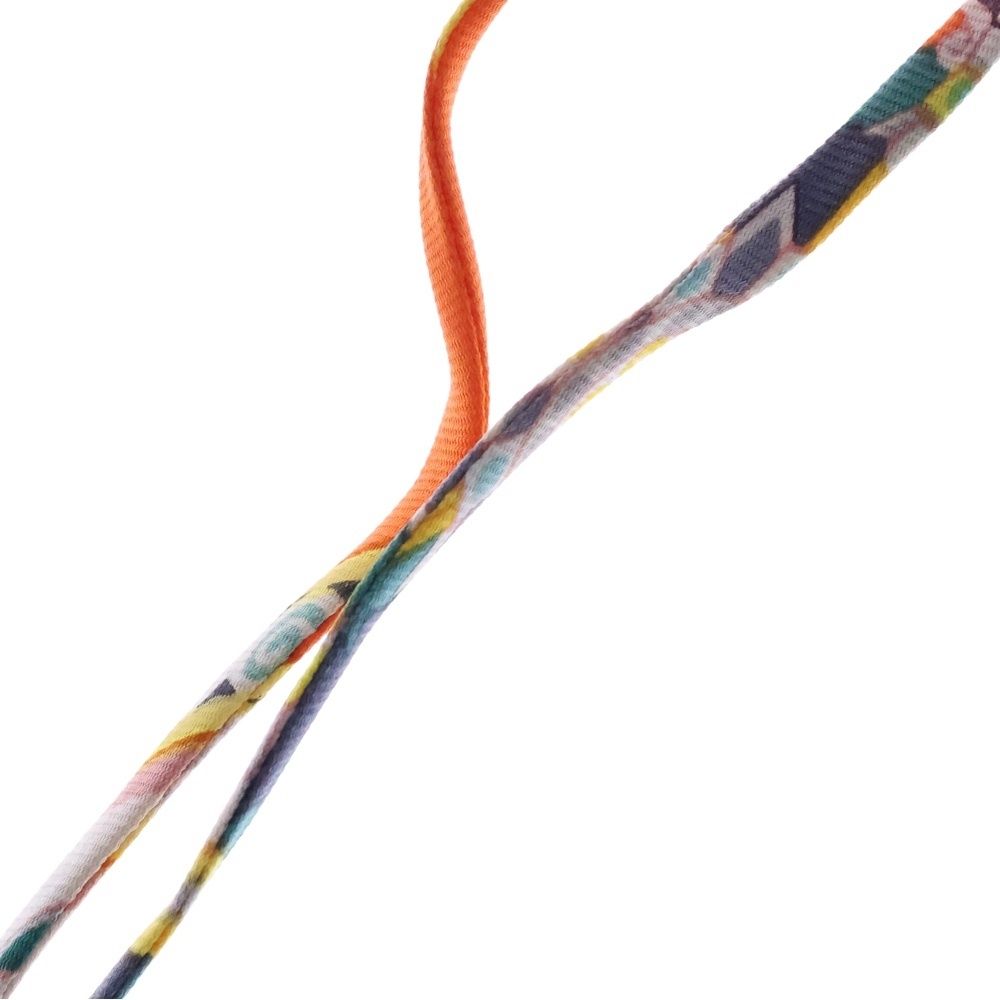 Hermes Paddock Saddle Choker Silk Strap Necklace Silver Orange — view 4