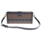 Louis Vuitton Monogram Petite Shoulder Bag Brown Black Leather Gold — view 2