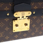 Louis Vuitton Monogram Petite Shoulder Bag Brown Black Leather Gold — view 6