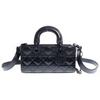 Dior Lady D Joy Cannage 2-Way Shoulder Bag Black Leather