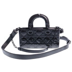 Dior Lady D Joy Cannage 2-Way Shoulder Bag Black Leather — view 2