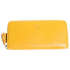 Loewe Anagram Wallet Zip Around Card Case Yellow Leather Silver