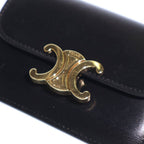Celine Triomphe Card Case Business Holder Black Leather Gold — view 5
