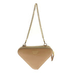 Prada Triangle Crochet Mini Shoulder Bag Chain Beige Woven Fabric Gold — view 2