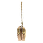 Prada Triangle Crochet Mini Shoulder Bag Chain Beige Woven Fabric Gold — view 3
