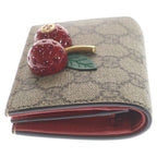 Gucci GG Supreme Cherry Compact Wallet Bifold Beige Red — view 3