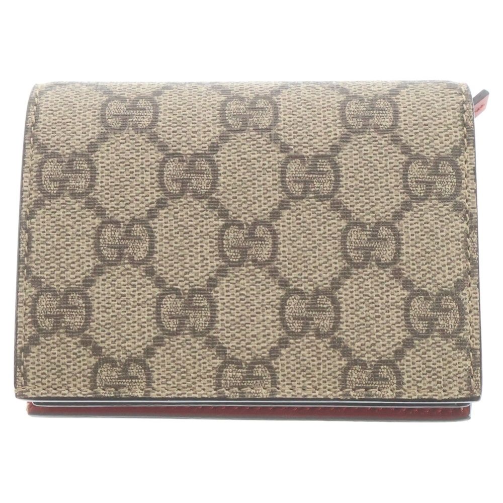 Gucci GG Supreme Cherry Compact Wallet Bifold Beige Red — view 2