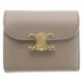 Celine Triomphe Small Flap Wallet Trifold Beige Calfskin Gold