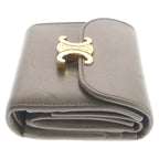 Celine Triomphe Small Flap Wallet Trifold Beige Calfskin Gold — view 3