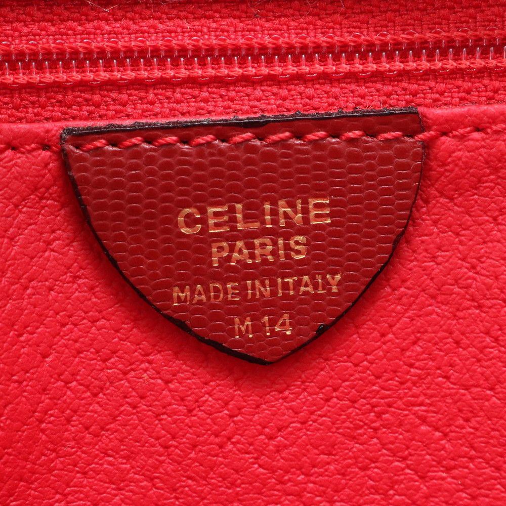 Celine Circle Logo Red Leather Tote Shoulder Handbag — view 8