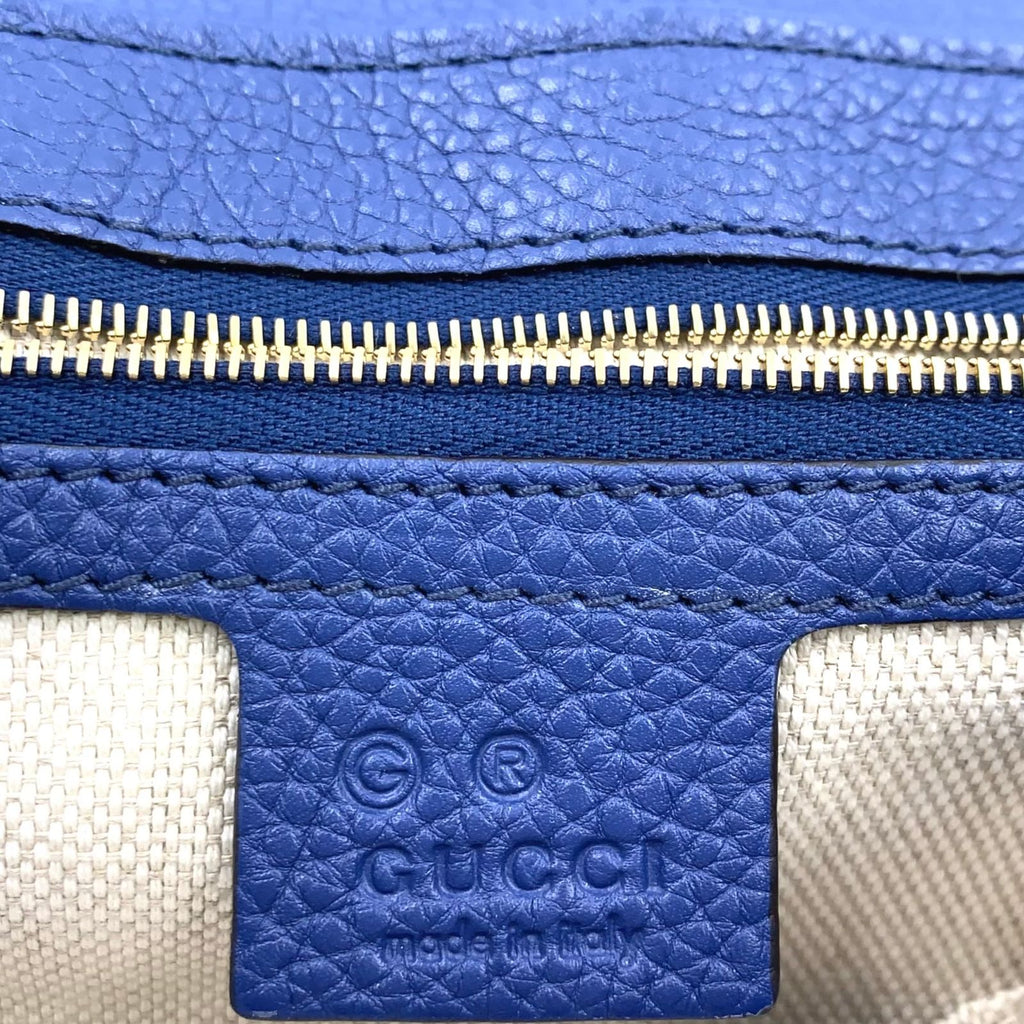 Gucci Soho Leather Blue Chain Shoulder Bag Silver — view 4