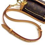 Louis Vuitton Side Trunk PM Monogram 2-Way Leather Brown Handbag Gold — view 6
