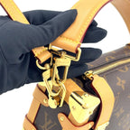 Louis Vuitton Side Trunk PM Monogram 2-Way Leather Brown Handbag Gold — view 7