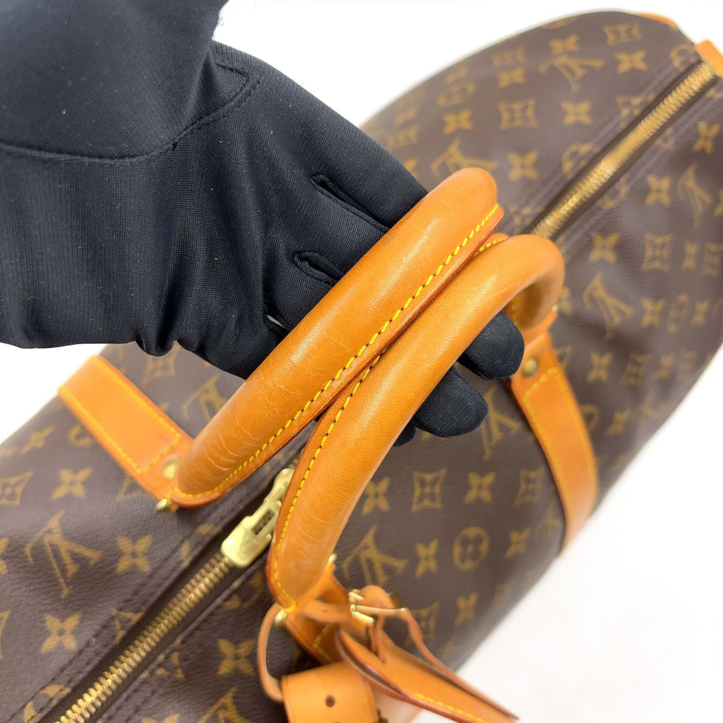 Louis Vuitton Keepall 50 Monogram Leather Brown Boston Bag Gold — view 8