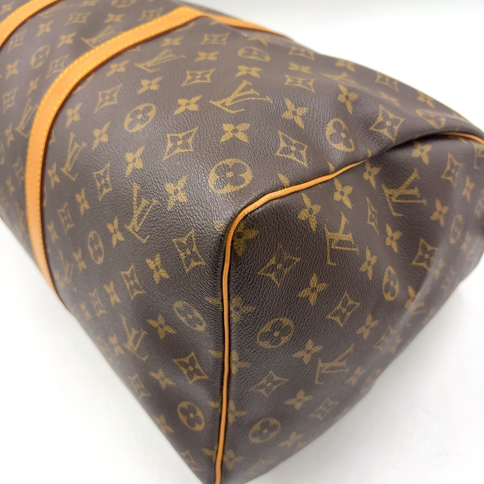 Louis Vuitton Keepall 50 Monogram Leather Brown Boston Bag Gold — view 5
